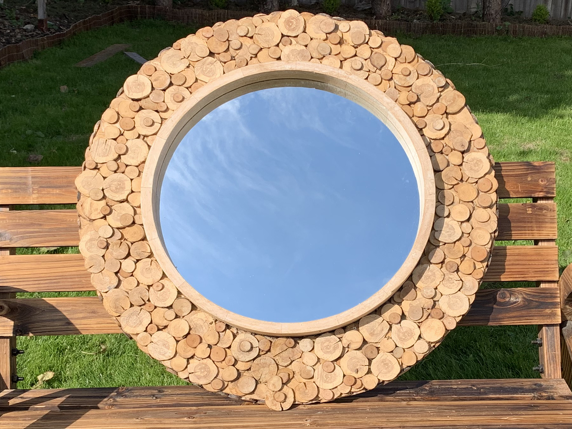 wooden mirror www.palletartstudio.co.uk